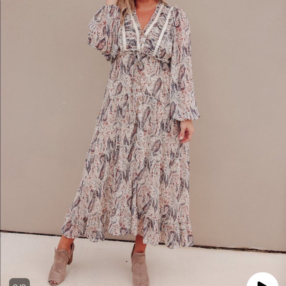Boho paisley lace tier dress size M - Picture 2 of 2